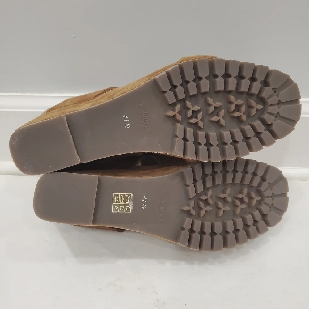 NEW Pedro Garcia Yuval Wedge Sandal Brown Suede